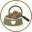 Logo ani-tierliebe: Futternapf mit Lupe